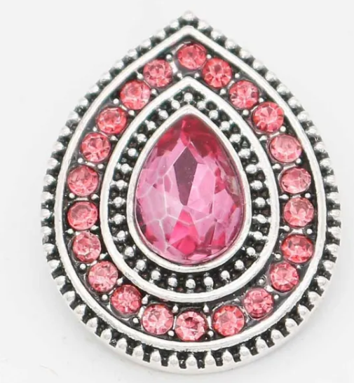 Pear Shaped Metal Rhinestone 20mm for Snap Jewelry (Assorted Colors)
