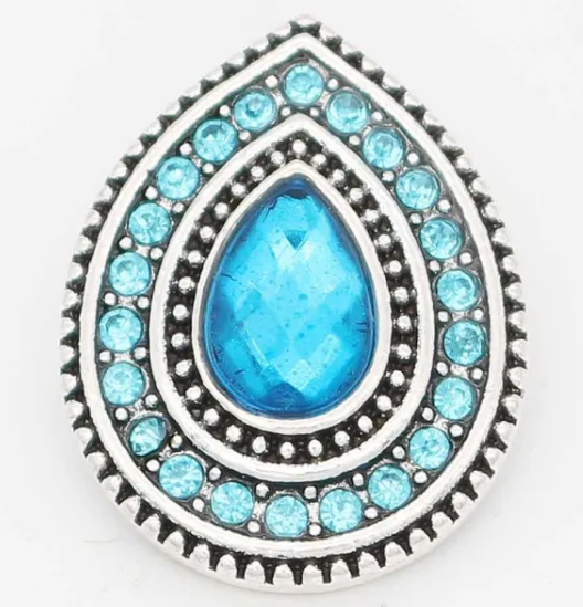 Pear Shaped Metal Rhinestone 20mm for Snap Jewelry (Assorted Colors)