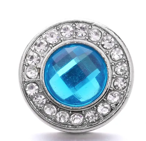 Rhinestone Birthstone Metal 20mm Snap Charm for Snap Charm Jewelry (Assorted Colors)