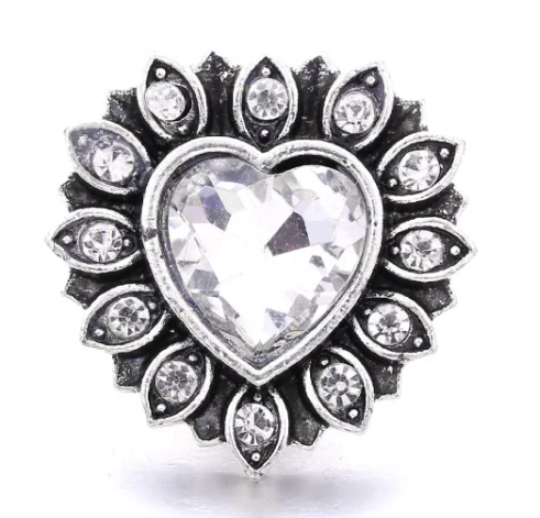 Clear Rhinestone Heart 20mm Snap for Snap Jewelry (Copy)