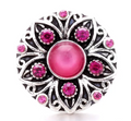 Metal Colored Rhinestone Flower Design Metal 20mm Snap Charm for Snap Jewelry