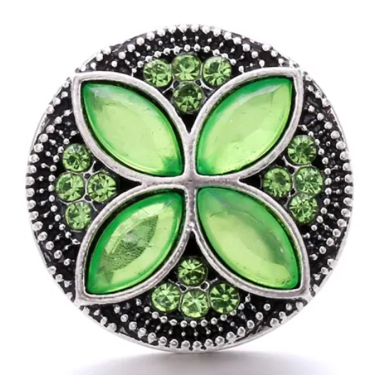Rhinestone Metal 4 Petal Square Flower 20mm for Snap Jewelry