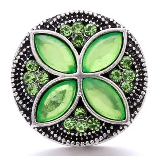 Rhinestone Metal 4 Petal Square Flower 20mm for Snap Jewelry