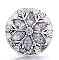 Clear Snowflake Rhinestone Metal 20mm Snap Charm for Snap Jewelry