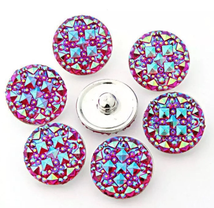 Acrylic Diamond Cut Snap Charm 18mm-20mm for Snap Charm Jewelry (Assorted Colors)
