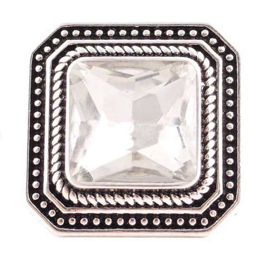 Square Clear Large Rhinestone 20mm Snap for Snap Charm Jewelry