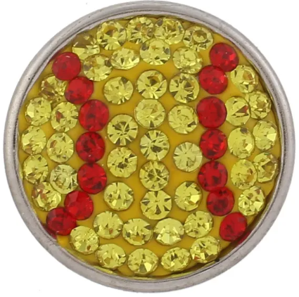 Rhinestone Softball 18mm Snap for Snap Charm Jewelry