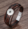 Brown Leather Cross 20mm Snap Charm Jewelry with Magnetic Closure