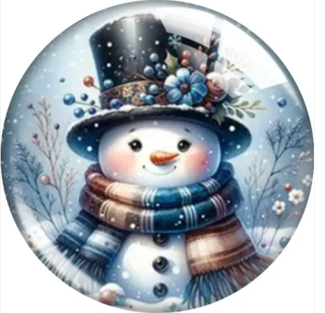 Christmas Holiday Blue "Snowman" 20mm Snap Charm for Snap Jewelry