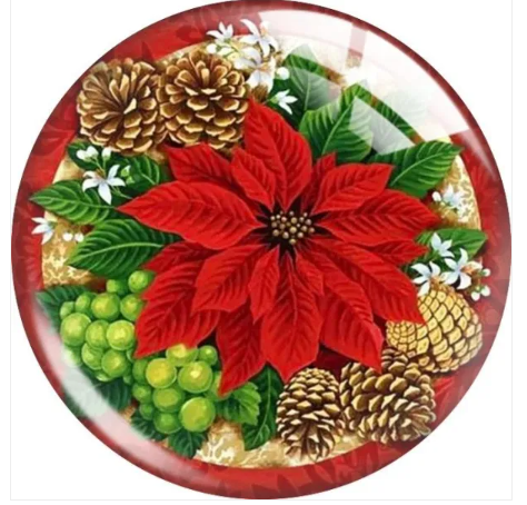 Christmas Red Poinsettia Holiday 20mm Snap Charm for Snap Jewelry