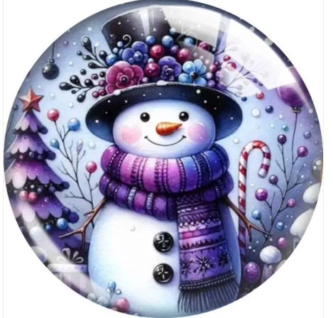 Christmas Holiday Purple "Snowman" 20mm Snap Charm for Snap Jewelry