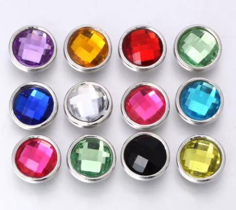 Faceted Cut Acrylic 12mm MINI Snap for Snap Charm Jewelry (Assorted Colors)