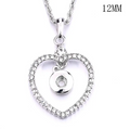 Rhinestone Open Heart 12mm Snap Charm Necklace