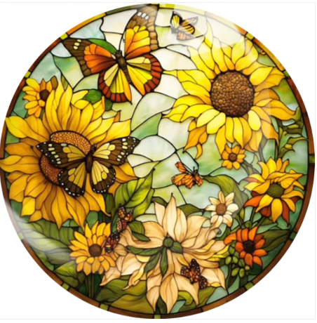 Yellow Sunflower/Butterflies 20mm for Snap Charm Jewelry