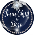 Christmas Blue Jesus Christ is Born 20mm for Snap Charm Jewelry