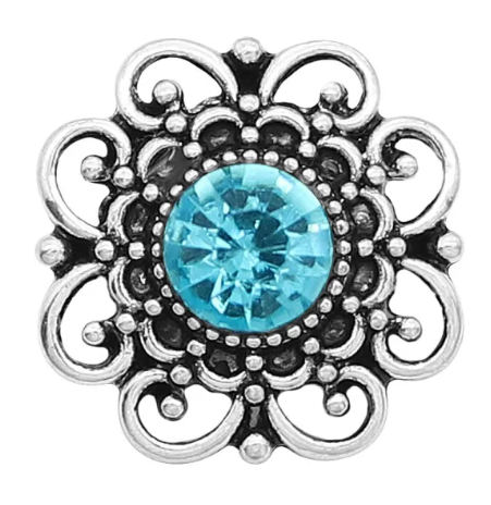 Large Rhinestone with Filigree Edge Birthstone Colors 20mm Snap Charm for Snap Charm Jewelry