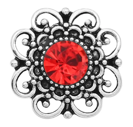 Large Rhinestone with Filigree Edge Birthstone Colors 20mm Snap Charm for Snap Charm Jewelry