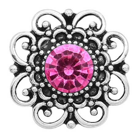 Large Rhinestone with Filigree Edge Birthstone Colors 20mm Snap Charm for Snap Charm Jewelry