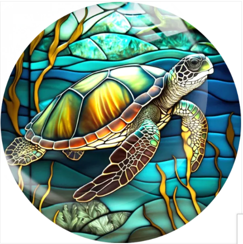 Ocean Sea Turtle 20mm Glass Snap for Snap Charm Jewelry