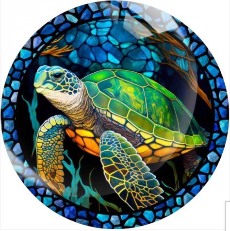 Ocean Sea Turtle 20mm Glass Snap for Snap Charm Jewelry