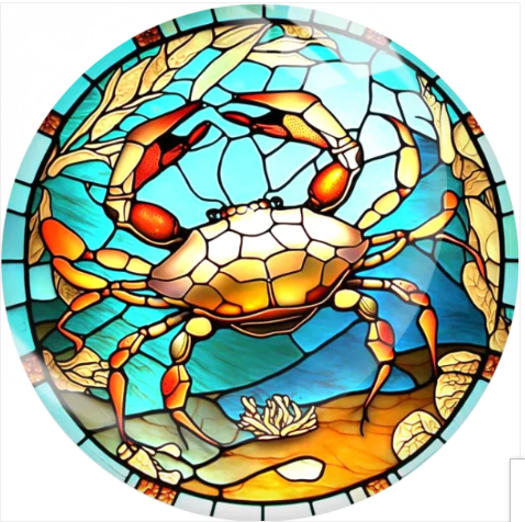 Colorful Sand Crab Ocean Island 20mm Glass Snap Charm for Snap Charm Jewelry