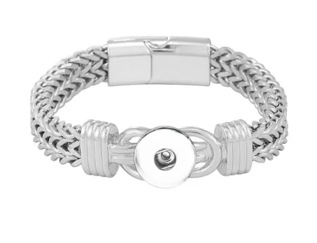 Sleek Bright Silver Metal Double Heavy Chain with Slide in Magnetic Closure 20mm for Snap Charm Jewelry (Copy)