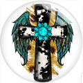 Western Turquoise Winged Cross 20mm for Snap Charm Jewelry