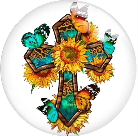 Western Butterfly Sunflowers 20mm Snap Charm for Snap Charm Jewelry