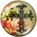Floral Roses Filigree Cross 20mm Snap Charm for Snap Charm Jewelry