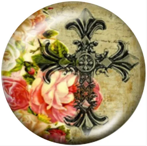 Floral Roses Filigree Cross 20mm Snap Charm for Snap Charm Jewelry
