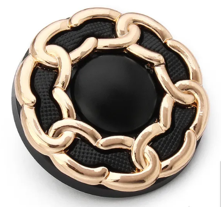 Black With Gold Chain Acrylic 20mm Snap Charm