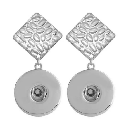 Stainless Steel Hammered Diamond Dangle Shapped 20mm Earrings for Snap Jewelry