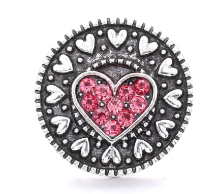 Birthstone Rhinestone Metal Heart 20mm Snap Charm  for Snap Charm Jewelry (Assorted Colors)