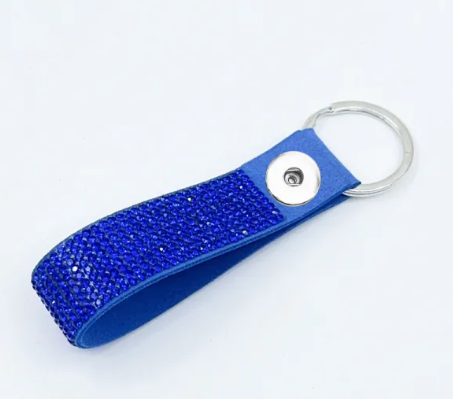 Rhinestone Suede Key Chain Strap 20mm Snap Charm (Assorted Colors)