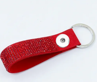 Rhinestone Suede Key Chain Strap 20mm Snap Charm (Assorted Colors)