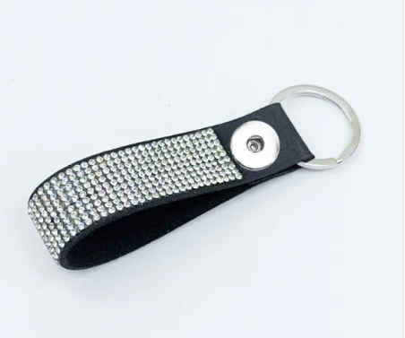 Rhinestone Suede Key Chain Strap 20mm Snap Charm (Assorted Colors)