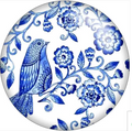Floral Blue and White 20mm Snap Charm for Snap Charm Jewelry