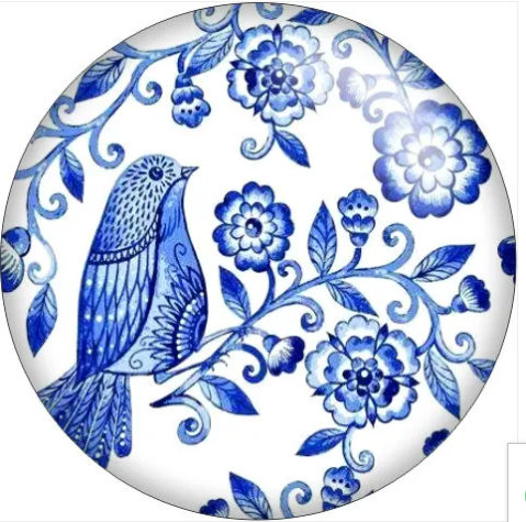 Floral Blue and White 20mm Snap Charm for Snap Charm Jewelry