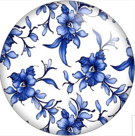 Floral Blue and White 20mm Snap Charm for Snap Charm Jewelry