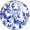 Floral Blue and White 20mm Snap Charm for Snap Charm Jewelry