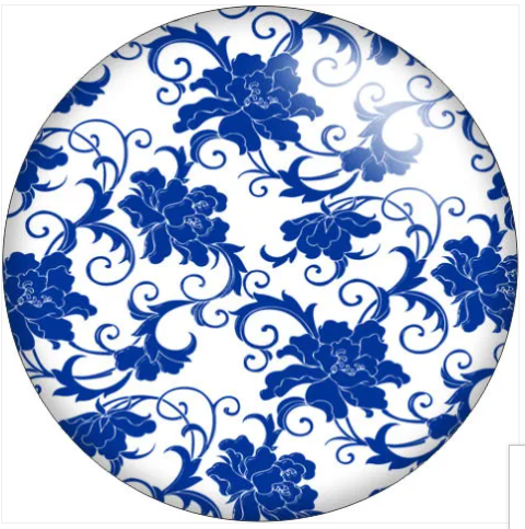 Floral Blue and White 20mm Snap Charm for Snap Charm Jewelry