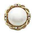 Gold Rope Edge Pearl with Rhinestone Edge 20mm Snap Charm for Snap Jewelry