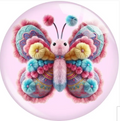 Pink Fuzzy Multi-Colored Butterfly Snap Charm for Snap Charm Jewelry
