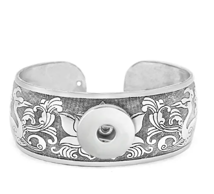 Antique Wide Cuff Filigree Single Snap 20mm for Snap Charm Jewelry
