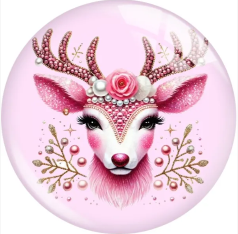 Pink Jeweled Female Deer Snap Charm 20mm for Snap Charm Jewelry