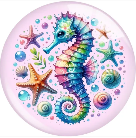 Pink Multi-Colored Seahorse Snap Charm 20mm for Snap Charm Jewelry