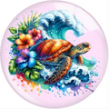 Pink Multi-Colored Sea Turtle 20mm Snap Charm for Snap Charm Jewelry