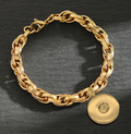 Gold-Tone Linked Single Snap Dangle Snap Bracelet for Snap Charm Jewelry