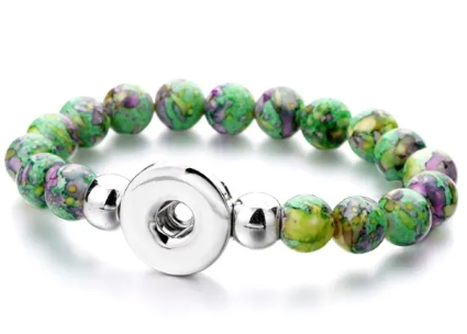 Marbled Green Stretch 20mm Snap Bracelet for Snap Jewelry