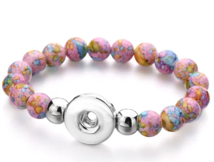 Marbled Pink Stretch 20mm Snap Bracelet for Snap Jewelry